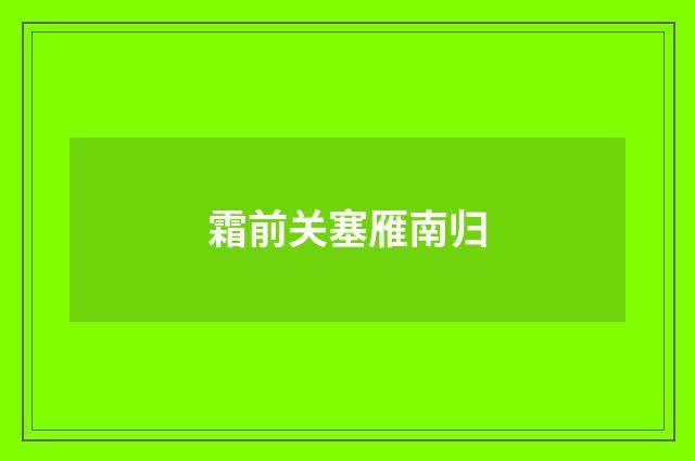 霜前关塞雁南归
