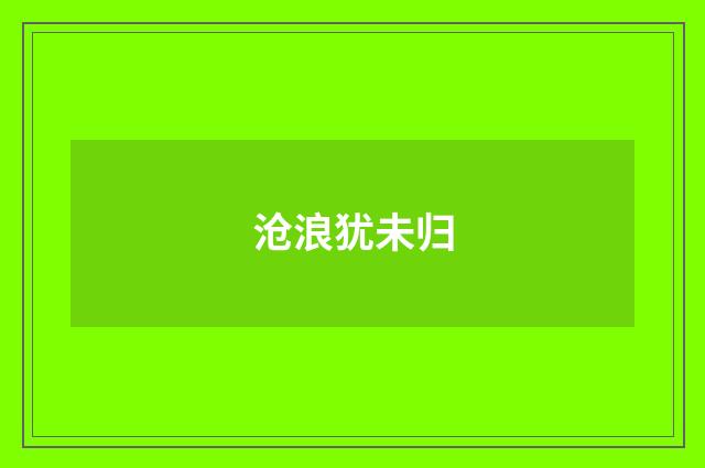 沧浪犹未归