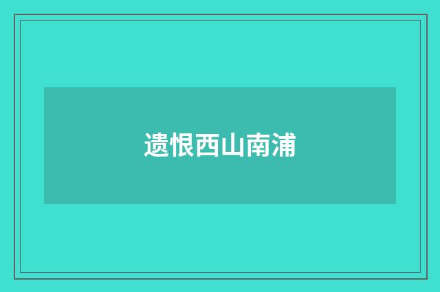 遗恨西山南浦