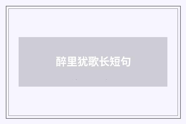 醉里犹歌长短句
