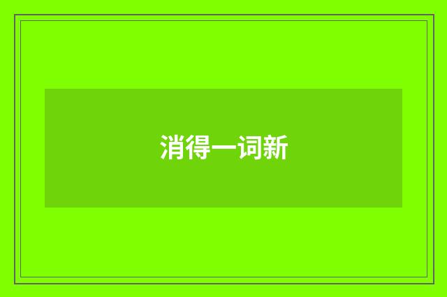 消得一词新