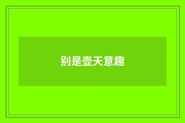 别是壶天意趣