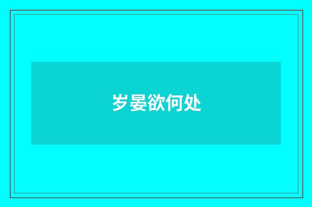 岁晏欲何处