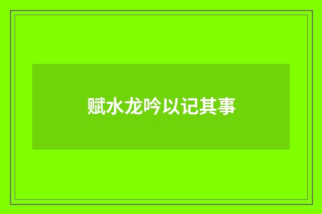 赋水龙吟以记其事