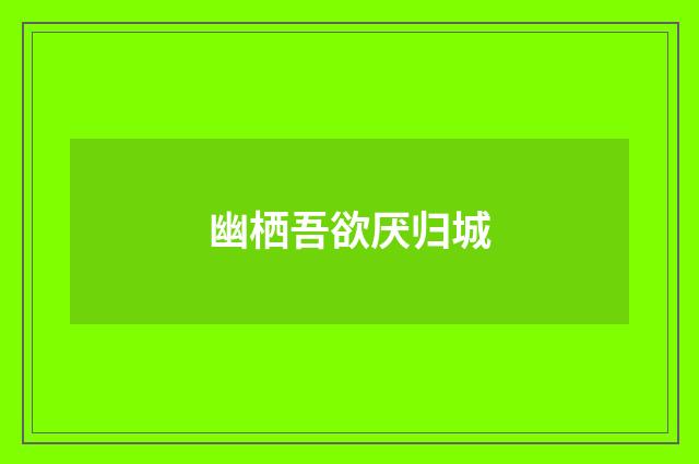 幽栖吾欲厌归城
