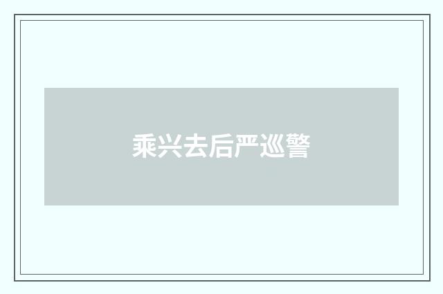 乘兴去后严巡警