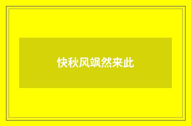 快秋风飒然来此