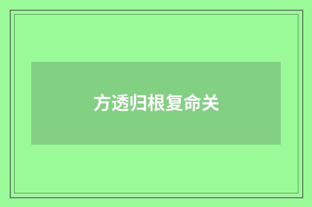 方透归根复命关