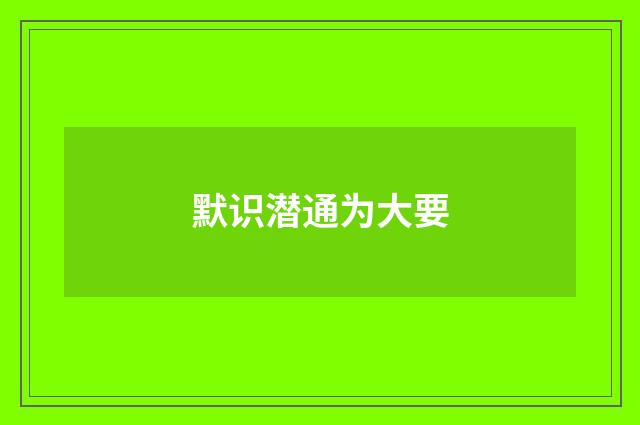 默识潜通为大要