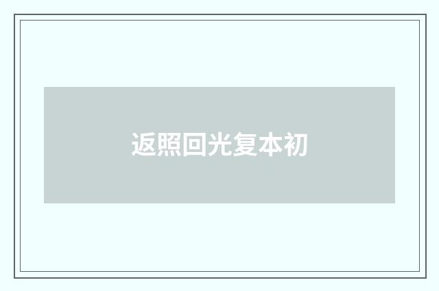 返照回光复本初