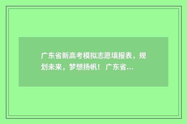 广东省新高考模拟志愿填报表,规划未来,梦想扬帆! 广东省新高考模式方案