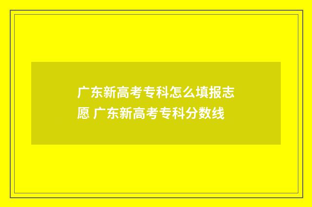 广东新高考专科怎么填报志愿 广东新高考专科分数线