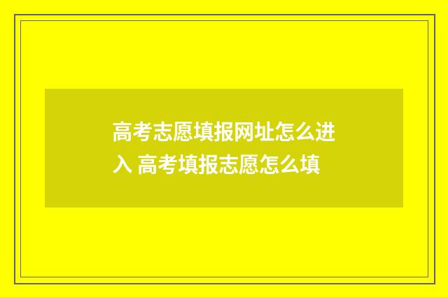 高考志愿填报网址怎么进入 高考填报志愿怎么填
