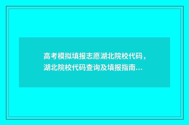 高考模拟填报志愿湖北院校代码，湖北院校代码查询及填报指南 高考模拟填报志愿网址