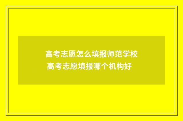 高考志愿怎么填报师范学校 高考志愿填报哪个机构好