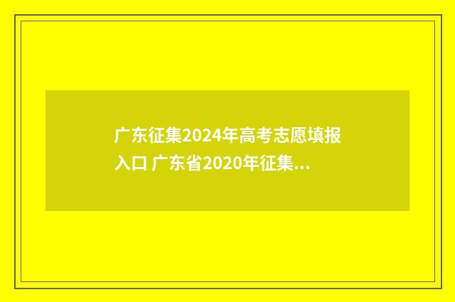 广东征集2024年高考志愿填报入口 广东省2020年征集志愿计划表