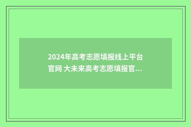 2024年高考志愿填报线上平台官网 大未来高考志愿填报官网