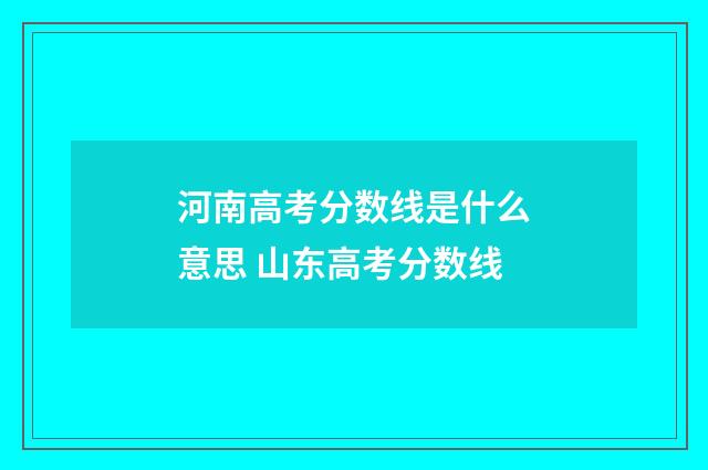 河南高考分数线是什么意思 山东高考分数线