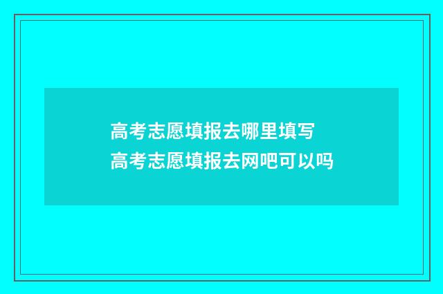 高考志愿填报去哪里填写 高考志愿填报去网吧可以吗