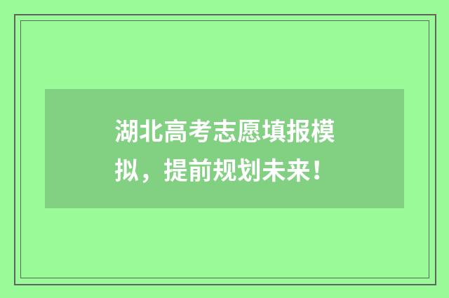 湖北高考志愿填报模拟,提前规划未来!