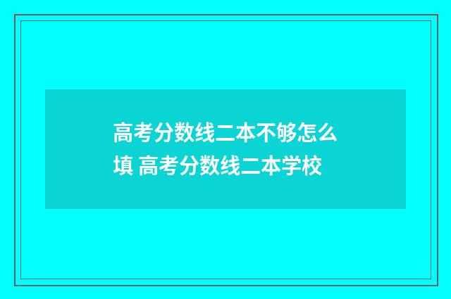 高考分数线二本不够怎么填 高考分数线二本学校