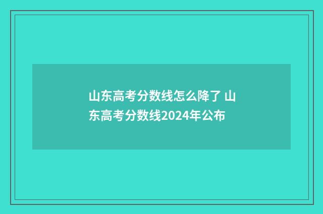山东高考分数线怎么降了 山东高考分数线2024年公布