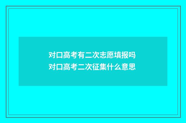 对口高考有二次志愿填报吗 对口高考二次征集什么意思