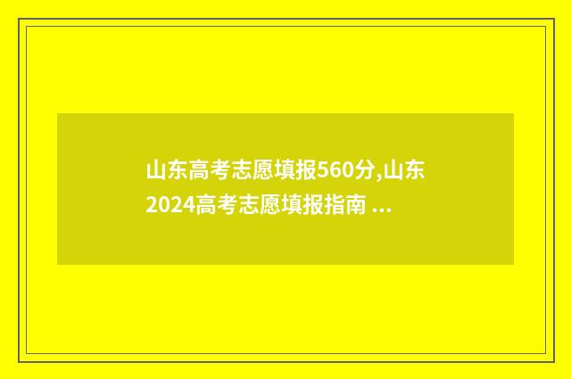 山东高考志愿填报560分,山东2024高考志愿填报指南 山东高考志愿填报