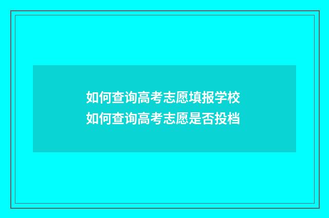 如何查询高考志愿填报学校 如何查询高考志愿是否投档