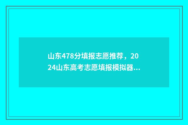 山东478分填报志愿推荐，2024山东高考志愿填报模拟器 山东省478分能上本科吗