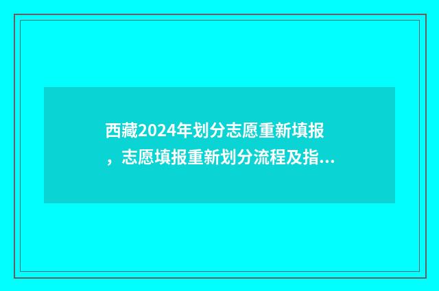 西藏2024年划分志愿重新填报,志愿填报重新划分流程及指南 西藏分省区划改革