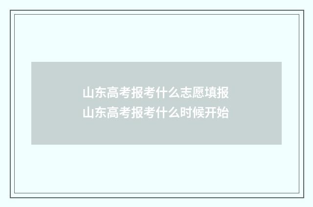 山东高考报考什么志愿填报 山东高考报考什么时候开始