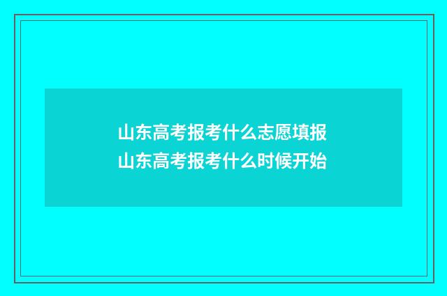 山东高考报考什么志愿填报 山东高考报考什么时候开始