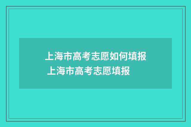 上海市高考志愿如何填报 上海市高考志愿填报