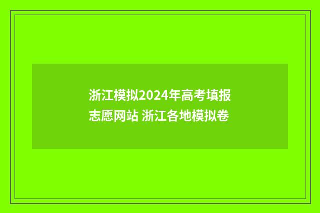 浙江模拟2024年高考填报志愿网站 浙江各地模拟卷