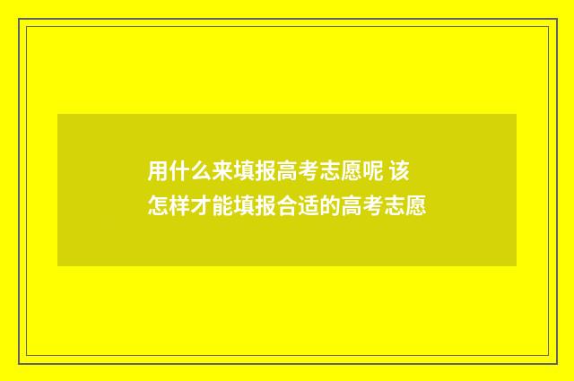 用什么来填报高考志愿呢 该怎样才能填报合适的高考志愿