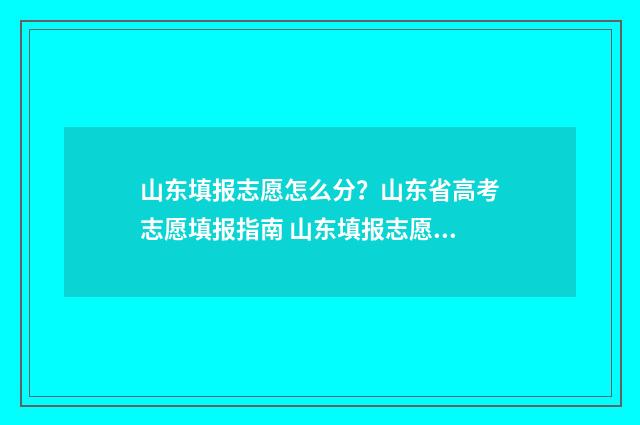 山东填报志愿怎么分？山东省高考志愿填报指南 山东填报志愿怎么看提交成功没有