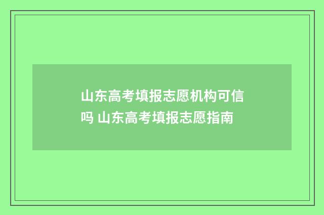 山东高考填报志愿机构可信吗 山东高考填报志愿指南
