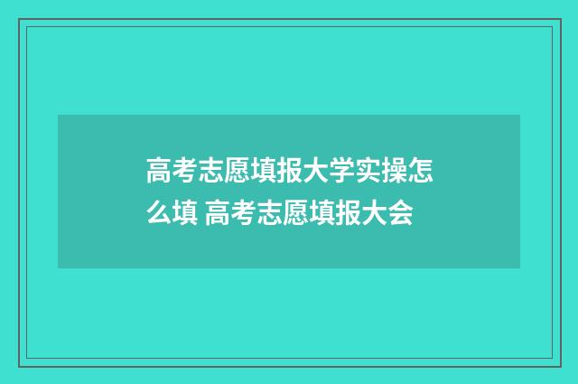 高考志愿填报大学实操怎么填 高考志愿填报大会