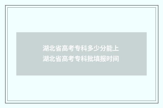 湖北省高考专科多少分能上 湖北省高考专科批填报时间