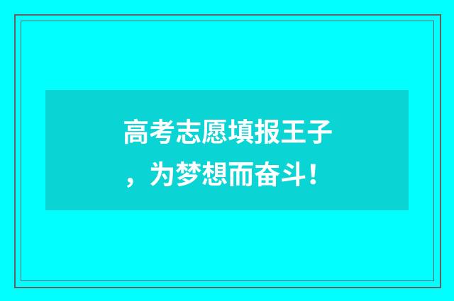 高考志愿填报王子，为梦想而奋斗！