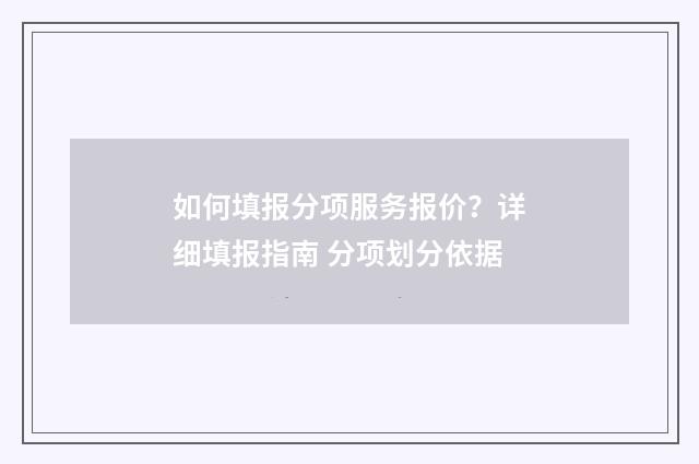如何填报分项服务报价？详细填报指南 分项划分依据