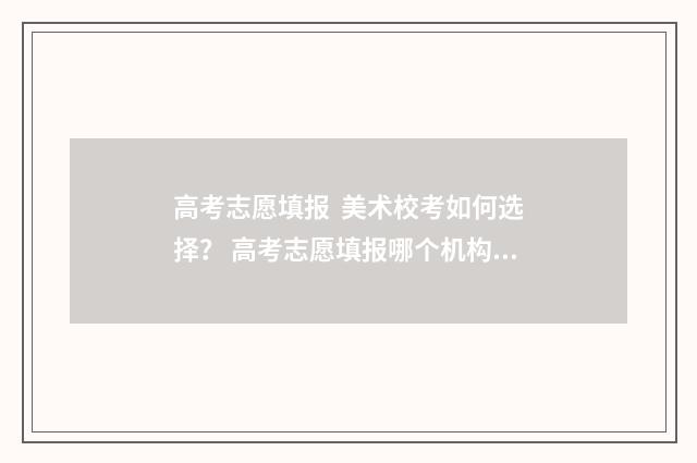 高考志愿填报  美术校考如何选择？ 高考志愿填报哪个机构好