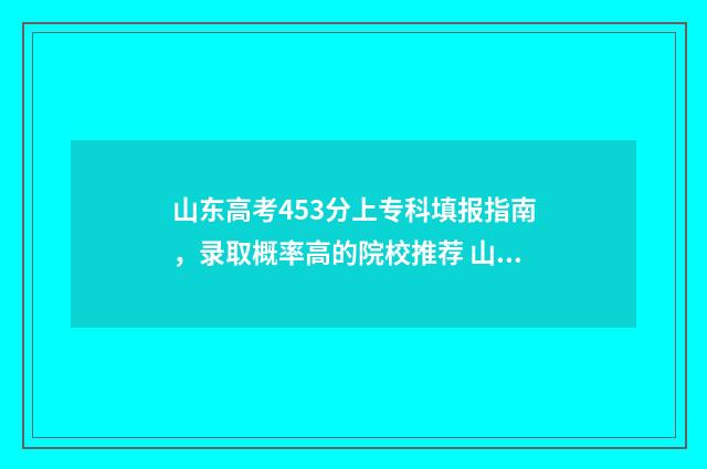 山东高考453分上专科填报指南，录取概率高的院校推荐 山东高考454分