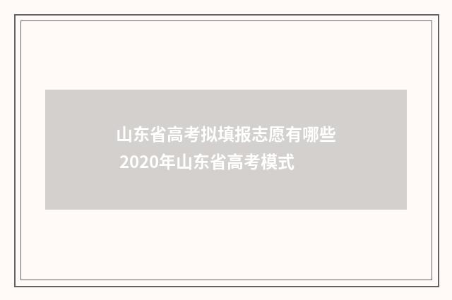 山东省高考拟填报志愿有哪些 2020年山东省高考模式