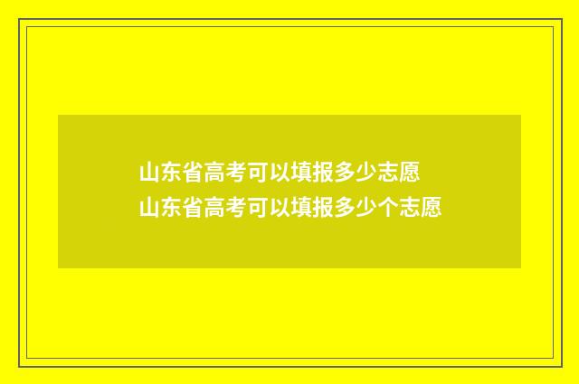 山东省高考可以填报多少志愿 山东省高考可以填报多少个志愿