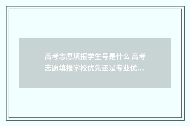 高考志愿填报学生号是什么 高考志愿填报学校优先还是专业优先