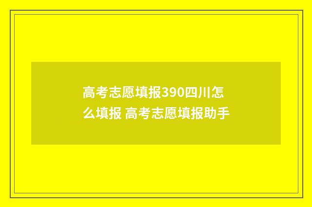 高考志愿填报390四川怎么填报 高考志愿填报助手