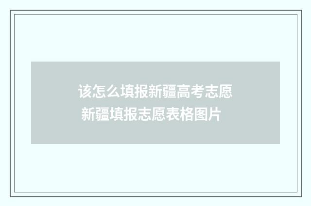 该怎么填报新疆高考志愿 新疆填报志愿表格图片