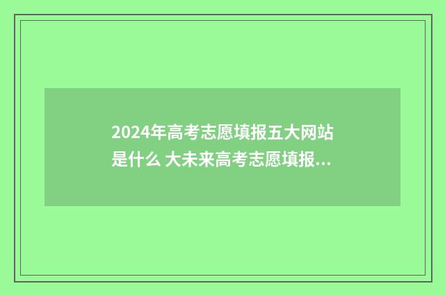 2024年高考志愿填报五大网站是什么 大未来高考志愿填报官网